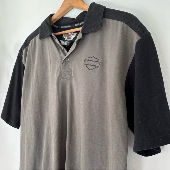 Harley Davidson Motorcycles Men’s Gray & Black Polo Shirt Size Medium - Picture 2 of 10